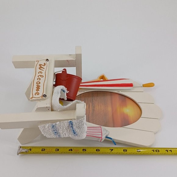 White Beach Chair 4x6 Photo Frame Palm Tree Shovel Bucket 11x7x5 Vacation Pictur - Picture 12 of 14